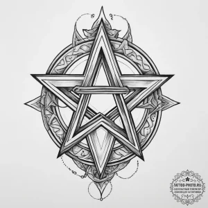 Tattoo sketch pentagram, tattoo line art, bla... - эскиз тату (№1756161633_0, 25.08.2025 22:40) — tattoo-photo.ru