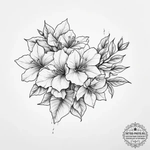Tattoo sketch bougainvillea flower - эскиз тату (№1756163247_0, 25.08.2025 23:07) — tattoo-photo.ru