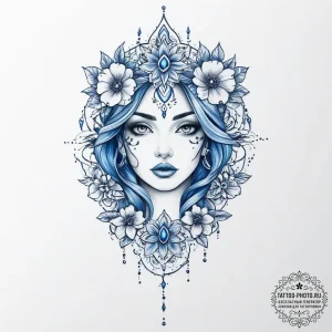 Tattoo sketch blue - эскиз тату (№1756164262_0, 25.08.2025 23:24) — tattoo-photo.ru