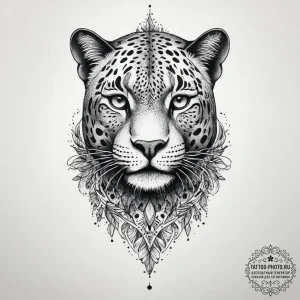 Tattoo sketch узор в виде пантеры с листьями,... - эскиз тату (№1756166075_0, 25.08.2025 23:54) — tattoo-photo.ru