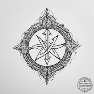 Tattoo sketch dagaz rune with a sunrise - эскиз тату (№1756170139_0, 26.08.2025 01:02) — tattoo-photo.ru