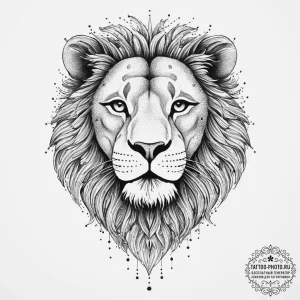 Tattoo sketch узор в виде льва с ветвями, ink... - эскиз тату (№1756172814_0, 26.08.2025 01:46) — tattoo-photo.ru
