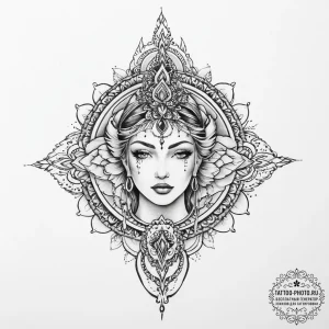 Tattoo sketch mystical past - эскиз тату (№1756173219_0, 26.08.2025 01:53) — tattoo-photo.ru