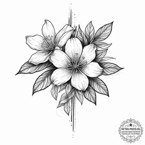 Tattoo sketch winter jasmine flower, ink illu... - эскиз тату (№1756173620_0, 26.08.2025 02:00) — tattoo-photo.ru