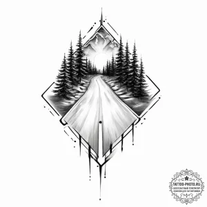 Tattoo sketch road - эскиз тату (№1756174218_0, 26.08.2025 02:10) — tattoo-photo.ru