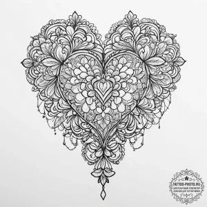 Tattoo sketch кружево с сердцем - эскиз тату (№1756175016_0, 26.08.2025 02:23) — tattoo-photo.ru
