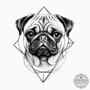 Tattoo sketch pug, concept art for tattoo, on... - эскиз тату (№1756177035_0, 26.08.2025 02:57) — tattoo-photo.ru