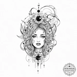 Tattoo sketch cosmic grace, tattoo drawing ou... - эскиз тату (№1756178042_0, 26.08.2025 03:14) — tattoo-photo.ru