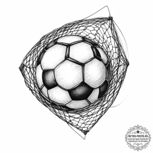Tattoo sketch soccer ball with a net - эскиз тату (№1756182675_0, 26.08.2025 04:31) — tattoo-photo.ru