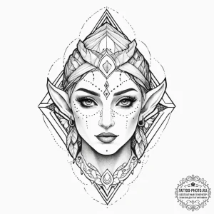 Tattoo sketch wood elf, ink illustration for... - эскиз тату (№1756183893_0, 26.08.2025 04:51) — tattoo-photo.ru