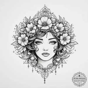 Tattoo sketch flower crown tattoo, tattoo fla... - эскиз тату (№1756185907_0, 26.08.2025 05:25) — tattoo-photo.ru