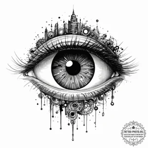 Tattoo sketch bio-mechanical механический гла... - эскиз тату (№1756186109_0, 26.08.2025 05:28) — tattoo-photo.ru
