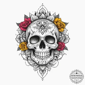 Tattoo sketch daisy, concept art for tattoo,... - эскиз тату (№1756186517_0, 26.08.2025 05:35) — tattoo-photo.ru