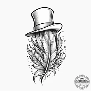 Tattoo sketch hat with a feather, concept art... - эскиз тату (№1756191334_0, 26.08.2025 06:55) — tattoo-photo.ru