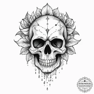 Tattoo sketch узор в виде черепа с водой - эскиз тату (№1756192141_0, 26.08.2025 07:09) — tattoo-photo.ru