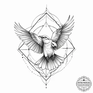 Tattoo sketch geometric bird - эскиз тату (№1756192940_0, 26.08.2025 07:22) — tattoo-photo.ru