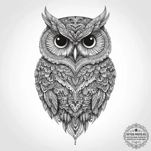 Tattoo sketch dotwork узорчатая сова, tattoo... - эскиз тату (№1756193136_0, 26.08.2025 07:25) — tattoo-photo.ru