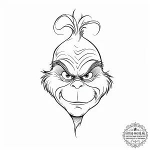 Tattoo sketch the grinch with a hair, artisti... - эскиз тату (№1756193543_0, 26.08.2025 07:32) — tattoo-photo.ru