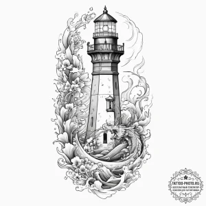 Tattoo sketch lighthouse, tattoo drawing outl... - эскиз тату (№1756196749_0, 26.08.2025 08:25) — tattoo-photo.ru