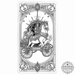 Tattoo sketch tarot card chariot - эскиз тату (№1756197351_0, 26.08.2025 08:35) — tattoo-photo.ru