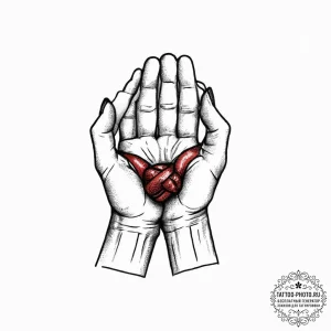 Tattoo sketch hands with a knot, tattoo line... - эскиз тату (№1756197548_0, 26.08.2025 08:39) — tattoo-photo.ru