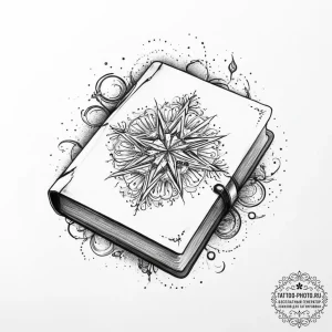 Tattoo sketch magical book - эскиз тату (№1756200166_0, 26.08.2025 09:22) — tattoo-photo.ru