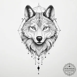 Tattoo sketch geometric волк, tattoo line art... - эскиз тату (№1756200574_0, 26.08.2025 09:29) — tattoo-photo.ru