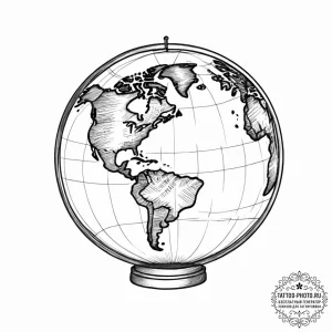 Tattoo sketch globe - эскиз тату (№1756200976_0, 26.08.2025 09:36) — tattoo-photo.ru