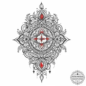 Tattoo sketch slavic embroidery pattern with... - эскиз тату (№1756204174_0, 26.08.2025 10:29) — tattoo-photo.ru
