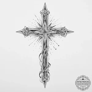 Tattoo sketch broken cross, tattoo line art,... - эскиз тату (№1756204378_0, 26.08.2025 10:32) — tattoo-photo.ru