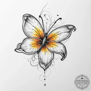 Tattoo sketch lily with a butterfly, tattoo d... - эскиз тату (№1756204574_0, 26.08.2025 10:36) — tattoo-photo.ru
