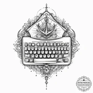 Tattoo sketch secretary computer keyboard, in... - эскиз тату (№1756205186_0, 26.08.2025 10:46) — tattoo-photo.ru