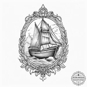 Tattoo sketch siren with a boat, tattoo drawi... - эскиз тату (№1756205785_0, 26.08.2025 10:56) — tattoo-photo.ru