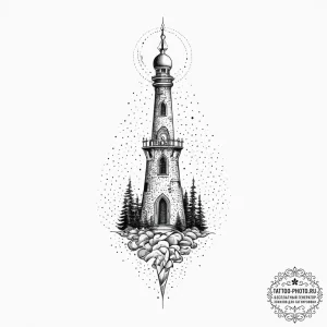 Tattoo sketch spire, ink illustration for tat... - эскиз тату (№1756208992_0, 26.08.2025 11:49) — tattoo-photo.ru