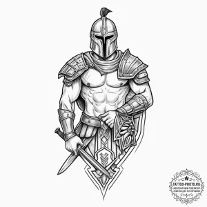 Tattoo sketch soldier with a gladiator, artis... - эскиз тату (№1756209388_0, 26.08.2025 11:56) — tattoo-photo.ru