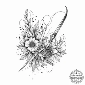 Tattoo sketch florist a person with shears, i... - эскиз тату (№1756223104_0, 26.08.2025 15:45) — tattoo-photo.ru