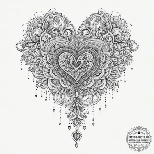 Tattoo sketch key with a heart, tattoo flash... - эскиз тату (№1756224703_0, 26.08.2025 16:11) — tattoo-photo.ru