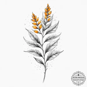 Tattoo sketch turmeric plant, tattoo sketch d... - эскиз тату (№1756226696_0, 26.08.2025 16:44) — tattoo-photo.ru