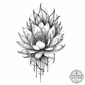Tattoo sketch night-blooming cereus, artistic... - эскиз тату (№1756227096_0, 26.08.2025 16:51) — tattoo-photo.ru