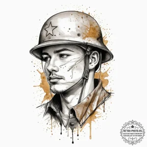Tattoo sketch soldier with a thread, tattoo f... - эскиз тату (№1756229302_0, 26.08.2025 17:28) — tattoo-photo.ru