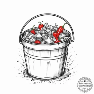 Tattoo sketch bucket with water, tattoo drawi... - эскиз тату (№1756230919_0, 26.08.2025 17:55) — tattoo-photo.ru