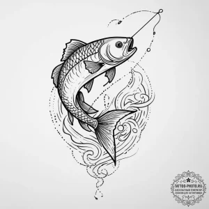 Tattoo sketch fishing fishing rod and a jumpi... - эскиз тату (№1756231717_0, 26.08.2025 18:08) — tattoo-photo.ru
