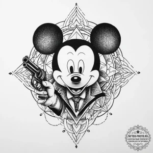 Tattoo sketch mickey cohen with a gun, artist... - эскиз тату (№1756234292_0, 26.08.2025 18:51) — tattoo-photo.ru