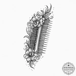 Tattoo sketch elegant comb tattoo, tattoo lin... - эскиз тату (№1756241627_0, 26.08.2025 20:53) — tattoo-photo.ru