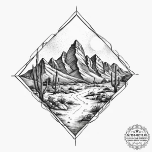 Tattoo sketch desert, ink illustration for ta... - эскиз тату (№1756246383_0, 26.08.2025 22:13) — tattoo-photo.ru