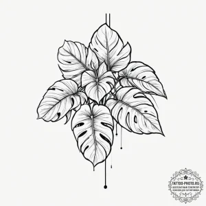 Tattoo sketch philodendron, tattoo drawing ou... - эскиз тату (№1756246580_0, 26.08.2025 22:16) — tattoo-photo.ru