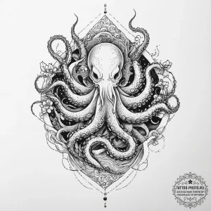 Tattoo sketch octopus, tattoo drawing outline... - эскиз тату (№1756246777_0, 26.08.2025 22:19) — tattoo-photo.ru