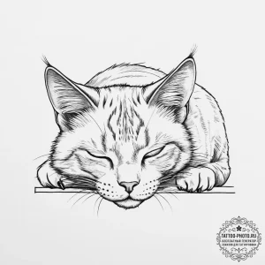 Tattoo sketch bed with a sleeping cat, tattoo... - эскиз тату (№1756247379_0, 26.08.2025 22:29) — tattoo-photo.ru