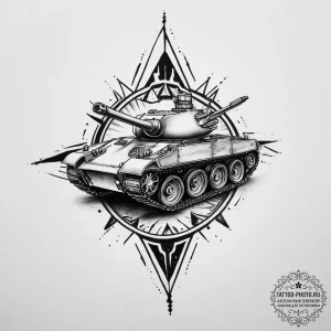 Tattoo sketch star with a tank, concept art f... - эскиз тату (№1756247576_0, 26.08.2025 22:32) — tattoo-photo.ru