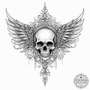 Tattoo sketch узор в виде черепа с крыльями,... - эскиз тату (№1756247773_0, 26.08.2025 22:36) — tattoo-photo.ru